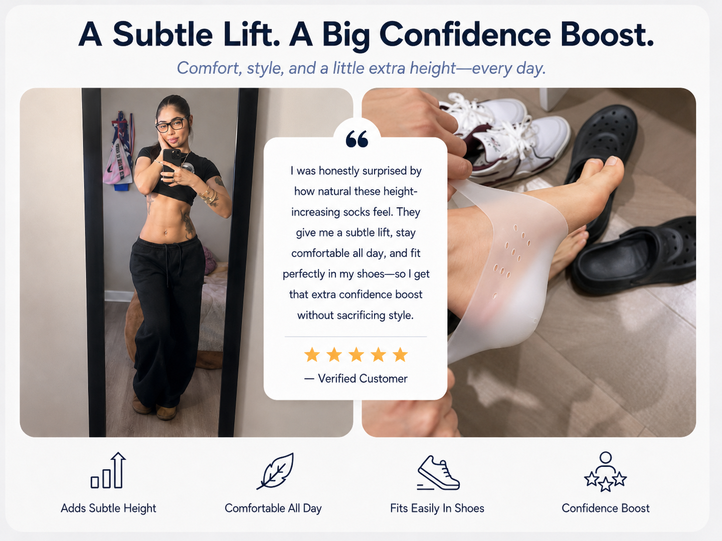 Customer testimonial 1 for Hidden Lift Socks